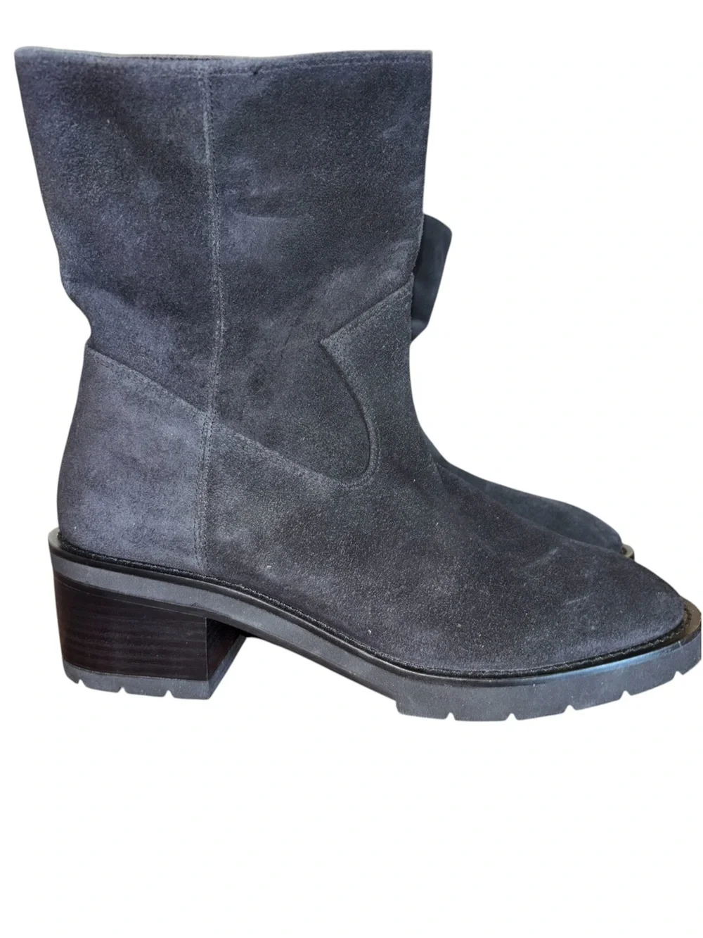 Stuart‎ Weitzman Boulevard Suede Bootie Pull On Black Moto 9.5